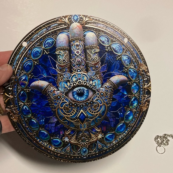 Mystical Blue Hamsa Wall Art - Picture 2 of 3